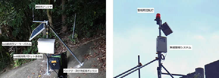 地盤伸縮計と警報パトランプ